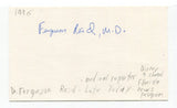Dr. Ferguson Reid Signed 3x5 Index Card Autograph Actor Medical Reporter
