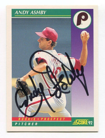 1992 Score Andy Ashby Signed Card Baseball MLB Autographed AUTO #396