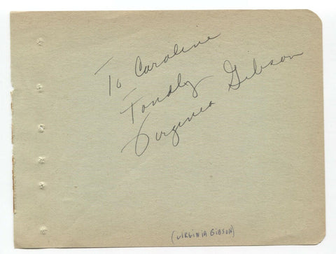 Virginia Gibson Signed Album Page Vintage Autographed Signature Actress