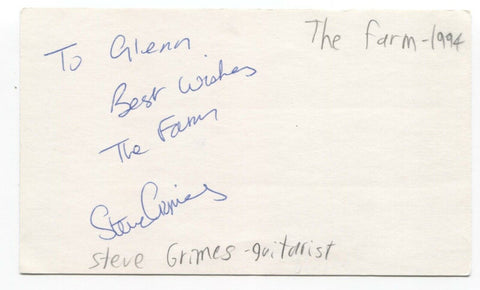 The Farm - Steve Grimes Signed 3x5 Index Card Autographed Signature