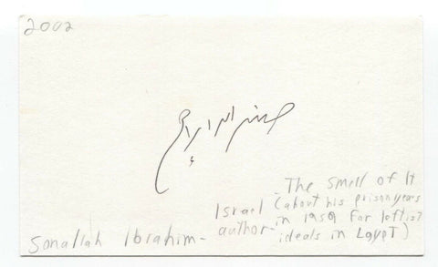 Sonallah Ibrahim Signed 3x5 Index Card Autographed Signature Egyptian Author