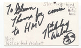 Slik Toxik - Nick Walsh Signed 3x5 Index Card Autographed Signature Band