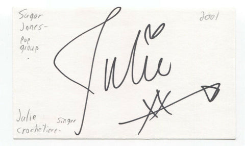 Sugar Jones - Julie Crochetiere Signed 3x5 Index Card Autographed Signature