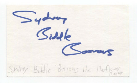 Sydney Biddle Barrows Signed 3x5 Index Card Autographed Signature