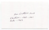 Ken Walters Signed 3x5 Index Card Autograph Baseball MLB Philadelphia Phillies