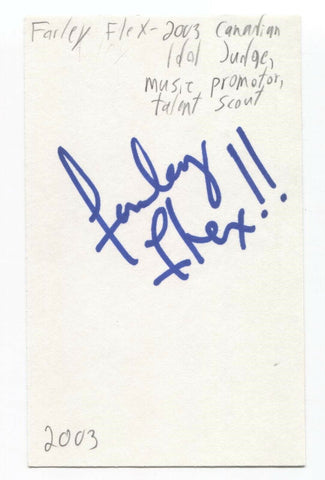 Farley Flex Signed 3x5 Index Card Autographed Signature Music