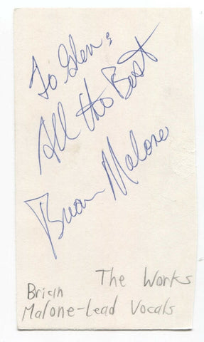 The Works Brian Malone Signed 3x5 Index Card Autographed Signature