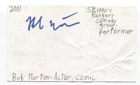 Bob Martin Signed 3x5 Index Card Autograph Signature Actor Comedian