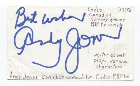 Andy Jones Signed 3x5 Index Card Autograph Signature Actor Comedian