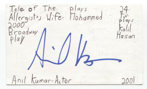 Anil Kumar Signed 3x5 Index Card Autographed Signature Actor 24
