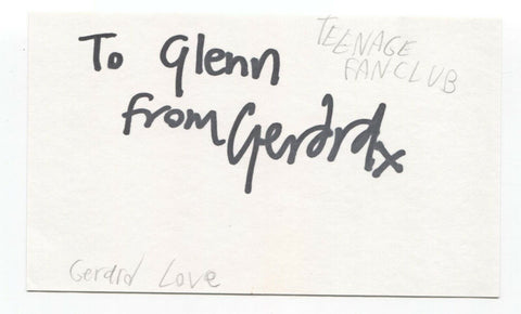 Teenage Fanclub - Gerard Love Signed 3x5 Index Card Autographed Signature