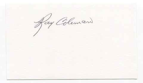 Ray Coleman Signed 3x5 Index Card Autographed 1947 MLB St. Louis Browns