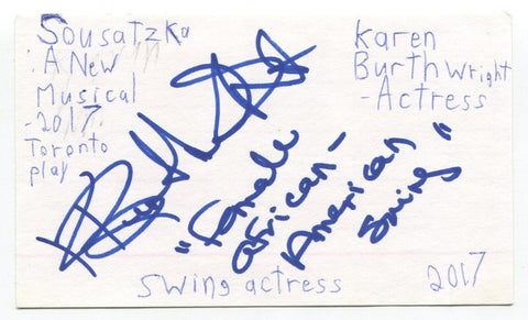Karen Burthwright Signed 3x5 Index Card Autographed Signature The New Archies