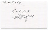 Ted Bowsfield Signed 3x5 Index Card Autographed MLB Baseball Boston Red Sox