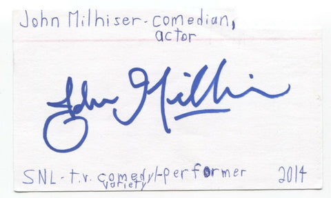 John Milhiser Signed 3x5 Index Card Autograph Signature Actor Comedian SNL