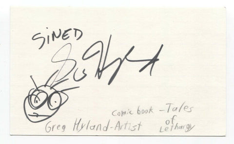 Greg Hyland Signed Index Card Autograph Signature Comic Artist Lego Movie