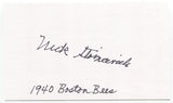 Nick Strincevich Signed 3x5 Index Card Autographed Baseball 1940 Boston Bees