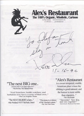 Peter Sinclair Signed Sheet Autographed Alex's Restaurant Comic