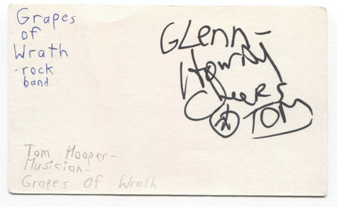 Grapes of Wrath Tom Hooper Signed 3x5 Index Card Autographed Signature Band