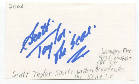 Scott Taylor Signed 3x5 Index Card Autographed Canadian Sports Columnist