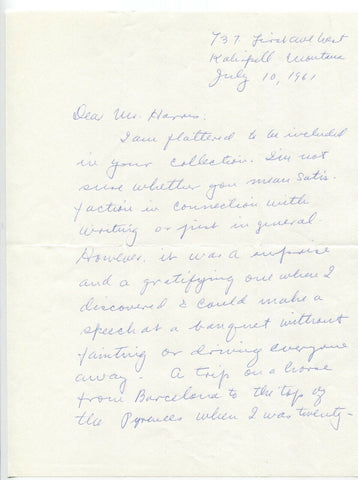 Margaret Scherf Signed Letter Autographed Signature Author Writer