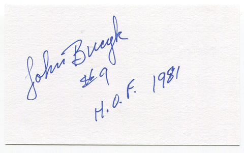 Johnny Bucyk Signed 3x5 Index Card Autographed NHL Hockey Pittsburgh HOF