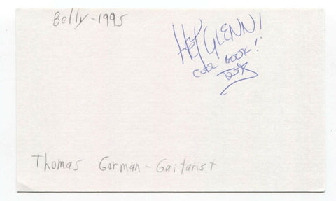 Belly - Thomas Gorman Signed 3x5 Index Card Autographed Signature