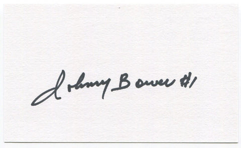 Johnny Bower Signed 3x5 Index Card Autographed NHL New York Rangers Stanley Cup