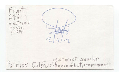 Front 242 - Patrick Codenys Signed 3x5 Index Card Autographed Signature