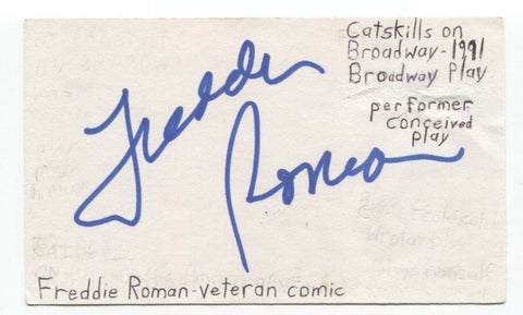 Freddie Roman Signed 3x5 Index Card Autographed Signature Comedian Comic Actor