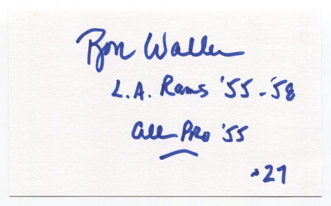 Ron Waller Signed 3x5 Index Card Autograph Football Los Angeles Rams Pro Bowl