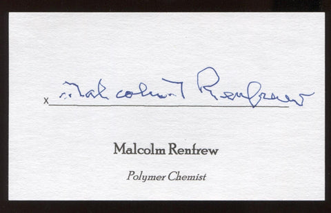 Malcolm Renfrew Signed 3x5 Index Card Signature Autographed Chemist