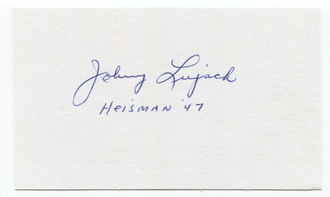 Johnny Lujack Signed 3x5 Index Card Autographed Signature Football Heisman