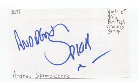 Andrew Spiers Signed Index 3x5 Card Autographed Signature Actor Comedian