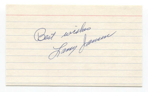 Larry Jansen Signed 3x5 Index Card Baseball Autographed Signature