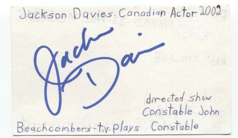 Jackson Davies Signed 3x5 Index Card Autographed Signature Actor