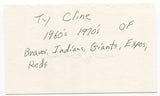 Ty Cline Signed 3x5 Index Card Autographed MLB Baseball Cincinnati Reds