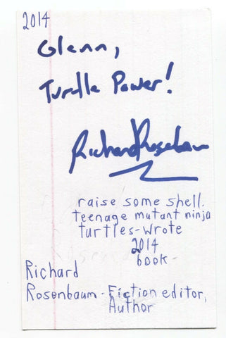 Richard Rosenbaum Signed 3x5 Index Card Autograph Comic Raise Some Shell TMNT