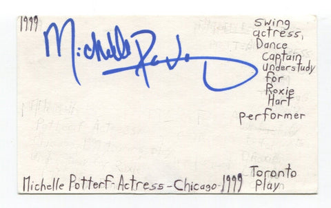 Michelle Potterf Signed 3x5 Index Card Autographed Actress Chicago