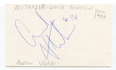 Andrew Vlahov Signed 3x5 Index Card Autographed Basketball Australia