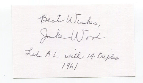 Jake Wood Signed 3x5 Index Card Autographed Baseball MLB Detroit Tigers