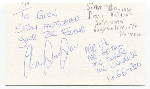 Shaun Davis Signed 3x5 Index Card Autographed Bodybuilder The Fifth Element