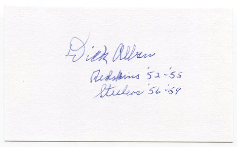 Dick Alban Signed 3x5 Index Card Autograph Washington Redskins Pro-Bowl 1954