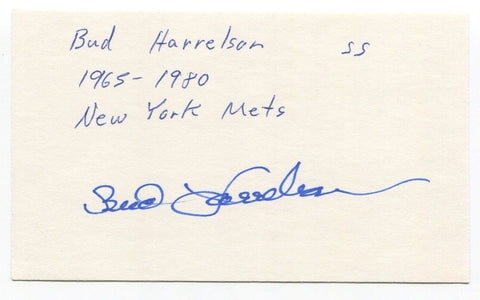 Bud Harrelson  Signed 3x5 Index Card Autographed MLB Baseball New York Mets