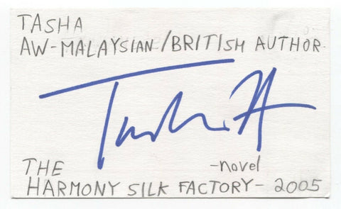 Tash Aw Signed 3x5 Index Card Autographed Signature Author Writer