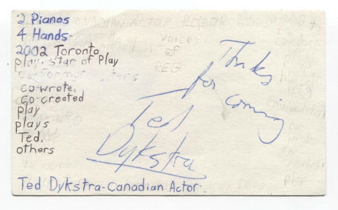 Ted Dykstra Signed 3x5 Index Card Autograph Signature Actor Playwright