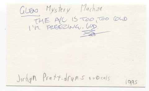 Mystery Machine - Jordan Pratt Signed 3x5 Index Card Autographed Signature