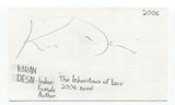 Kiran Desai Signed 3x5 Index Card Autographed Signature Author Writer