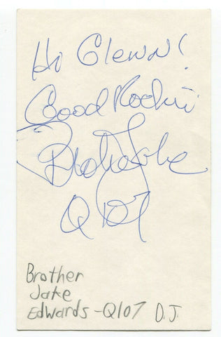 Brother Jake Edwards Signed 3x5 Index Card Autographed Signature Radio DJ