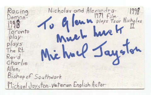 Michael Jayston Signed 3x5 Index Card Autographed Actor Signature Doctor Who